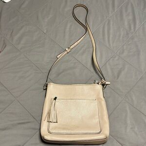 Kate Spade Cream Leather Crossbody with Front Pocket Adjustable Strap Flawed